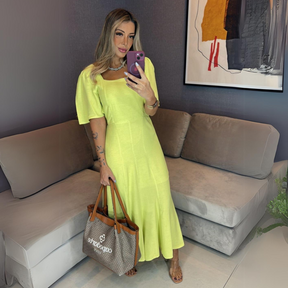 Vestido Sereia em linho Lima