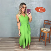 Vestido Sereia sem manga em linho Verde