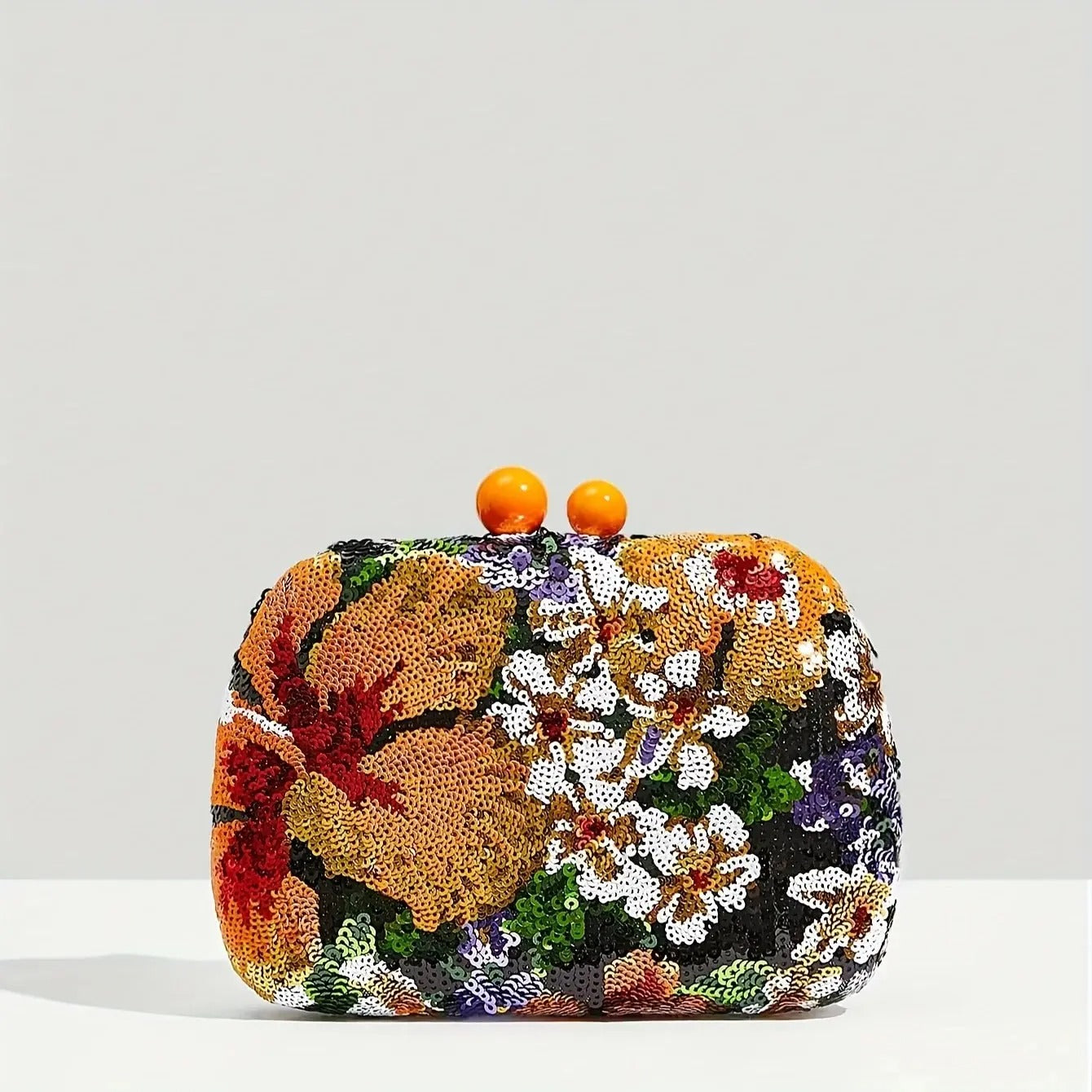 Bolsa Feminina de Mão Clutch Bordada Laranja