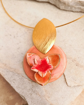 Choker Flor Coral - Em Cerâmica Artesanal