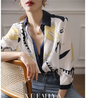 Camisa Feminina Estilo Francês Azul