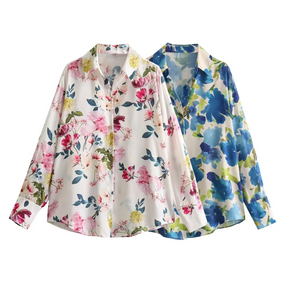 Camisa Floral Romântica Toque de Seda