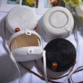 Bolsa de Rattan Bali Redonda 18x8cm