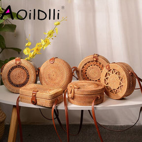 Bolsa de Rattan Bali Redonda 18x8cm