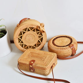 Bolsa de Rattan Bali Redonda 18x8cm