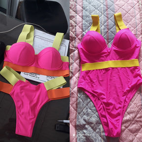 Biquini Valentina - Rosa, amarelo e laranja