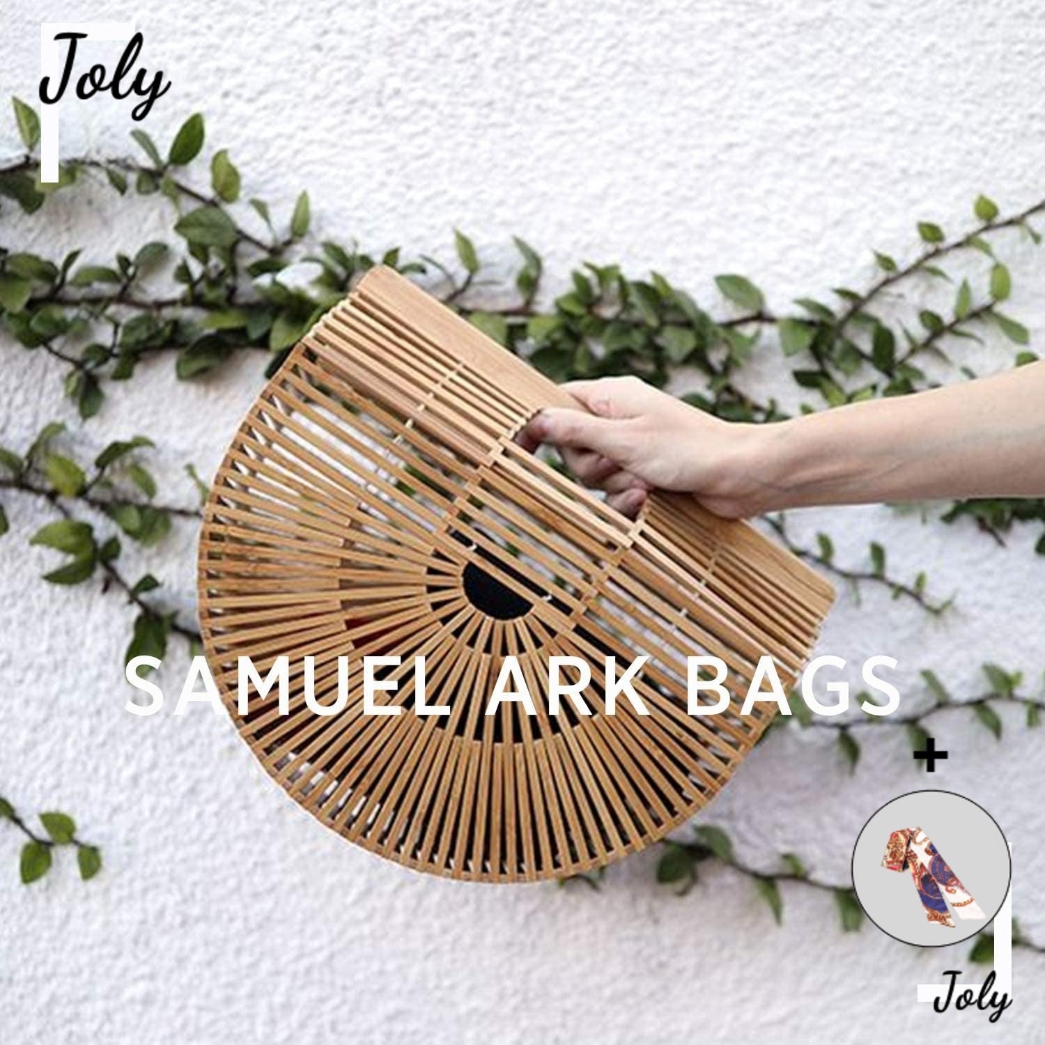 Bolsa de bambu semicírculo alça de mão